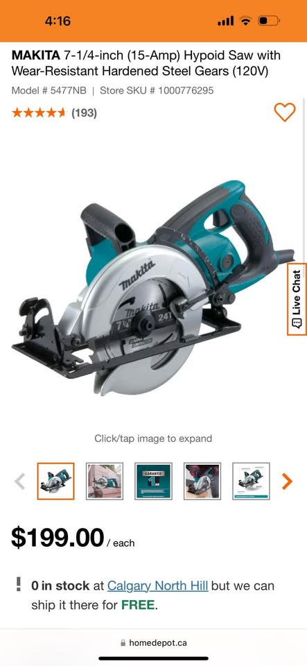 Makita 7 1/4” Hypoid Circular Saw with Hardened Steel Gears for Heavy-Duty Cutting