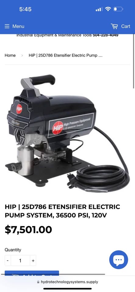 HIP 36,500 PSI High Pressure Pump