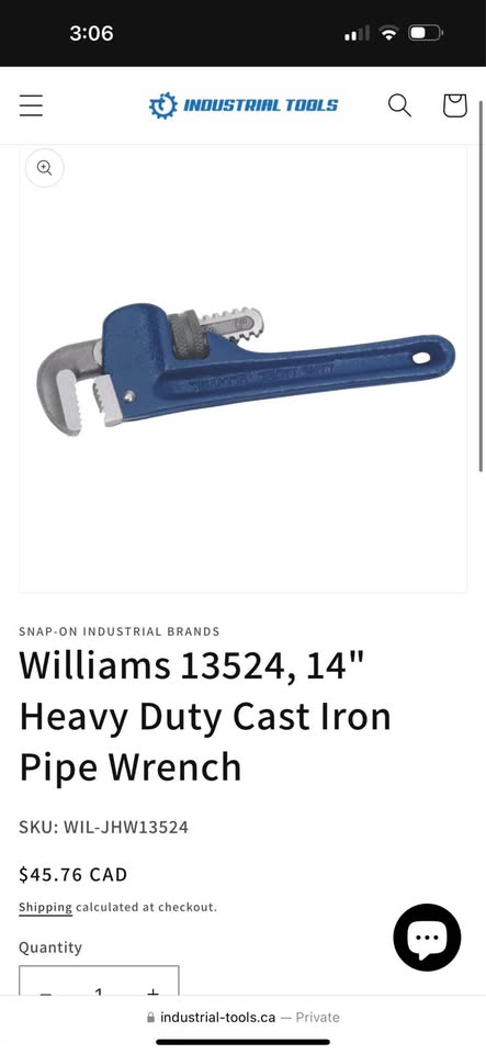 Williams 14" Cast Iron Pipe Wrench Model 13524