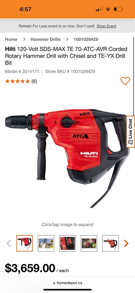 Hilti TE70-ATC Corded Rotary Concrete Hammer Drill