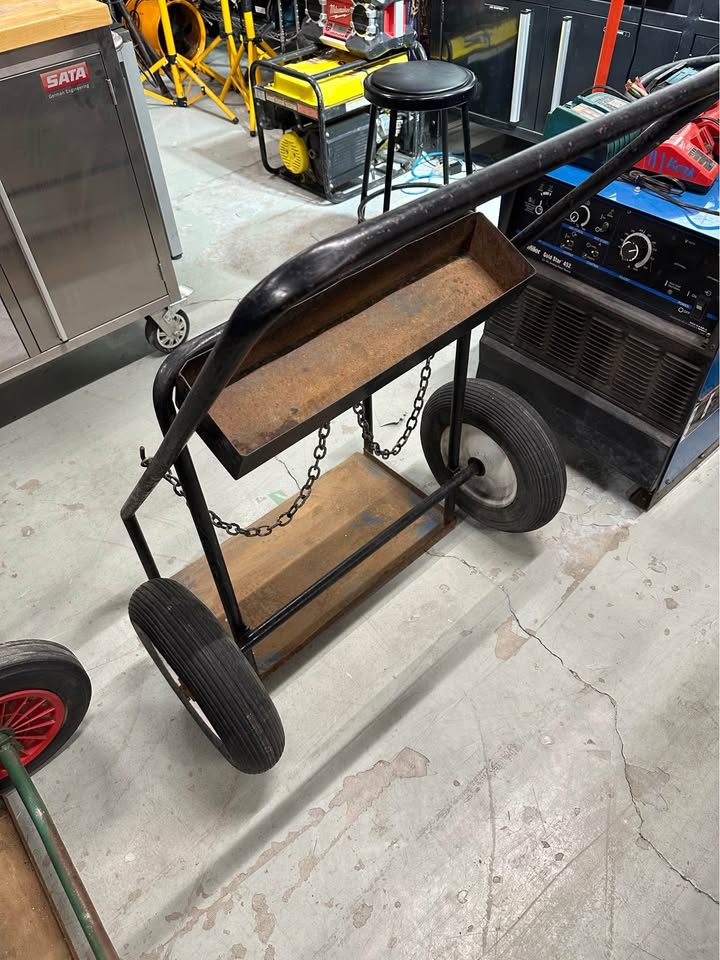 Large Black Oxy Acetylene Torch Cart for 2 Big Cylinders