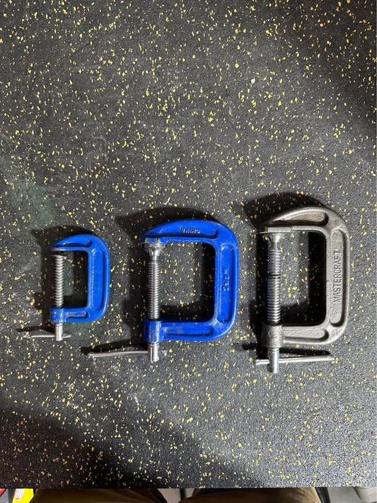 Set of 3 Small C-Clamps (2”, 2.5”, 3”) for Precision Clamping
