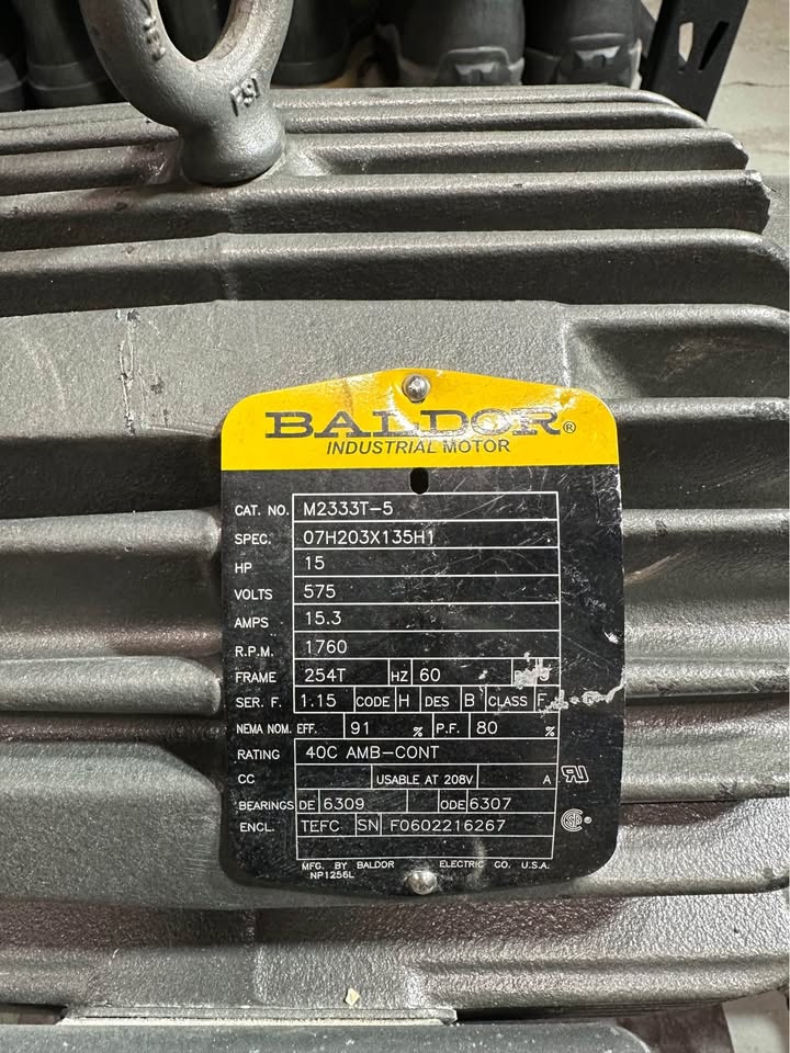 Baldor M2333-T 15 HP Electric Motor – Used, High-Power Industrial Performance