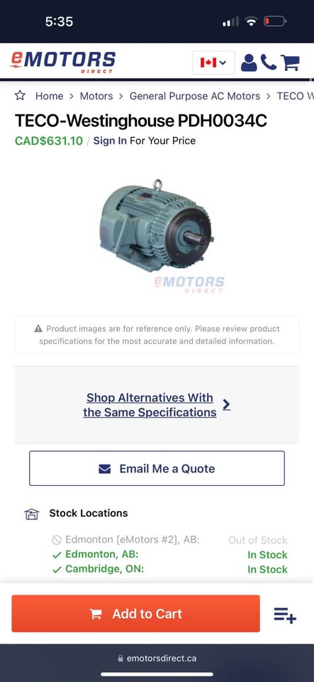 TECO-Westinghouse PDH0034C 3 HP Electric Motor