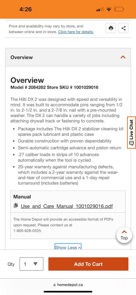 Hilti DX 2 Powder Actuated Fastening Tool