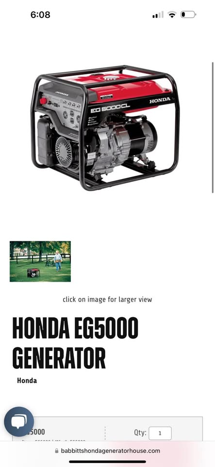 Honda EG5000CL Gas Generator 4,500 Watts