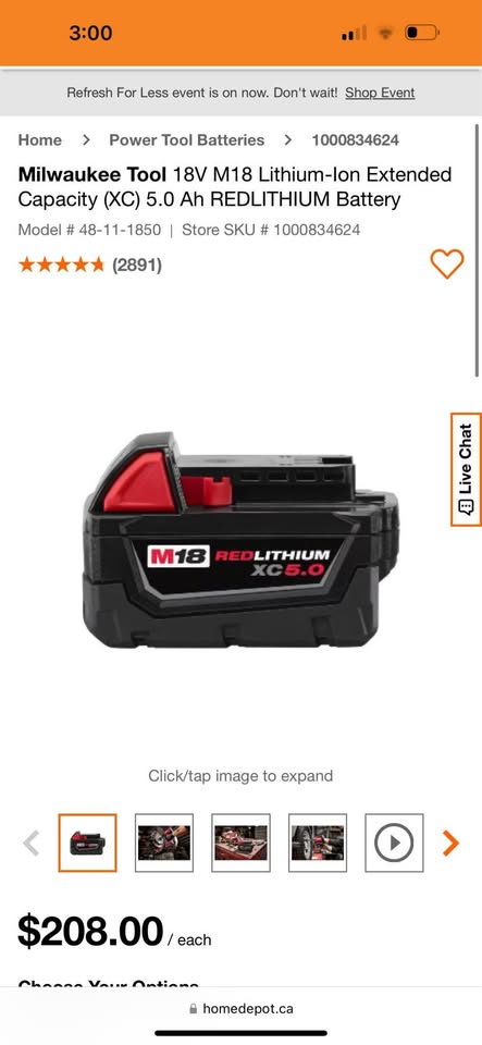 Milwaukee M18 Red Lithium 5.0 Battery