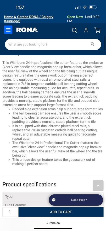 QEP 24" Wishbone Tile Cutter