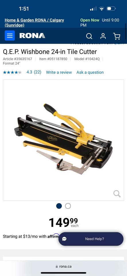 QEP 24" Wishbone Tile Cutter