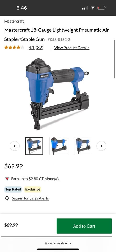 Mastercraft 18-Gauge Pneumatic Air Stapler Gun