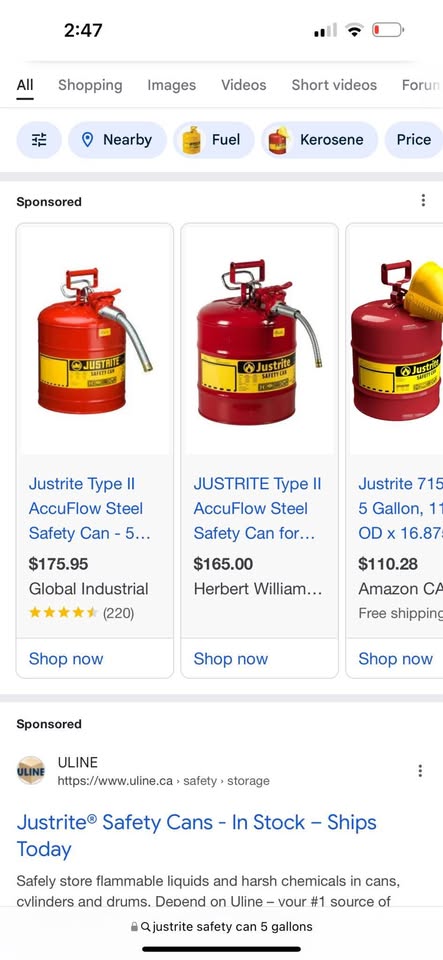 JustRite Fuel/Gas Safety Can 19L