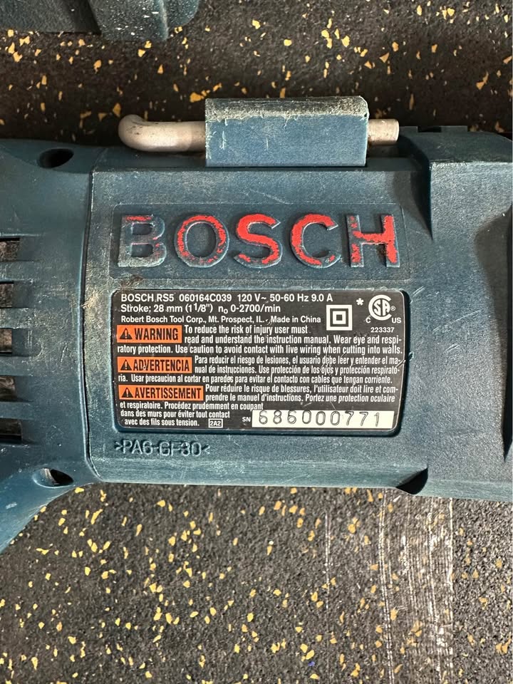 Bosch Corded Sawzall with Case & Milwaukee Wrecker Blade