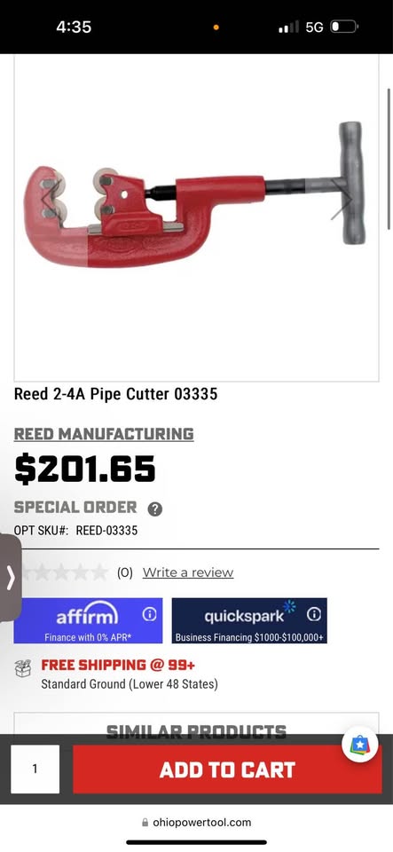 Reed 2-4A Pipe Cutter (1/2” - 2”)