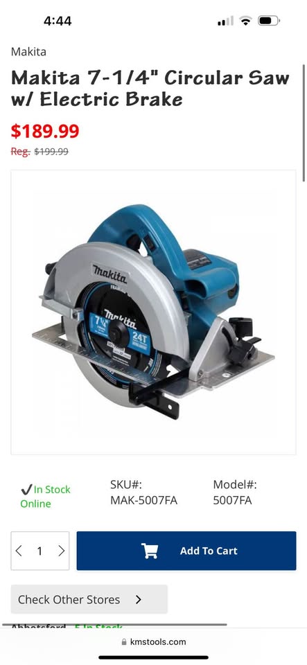 Makita 7 1/4” Circular Saw with Electric Brake for Precision Framing