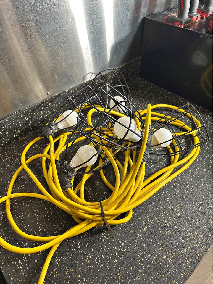 50 Ft LED Work Construction Lighting with Premium Metal Baskets