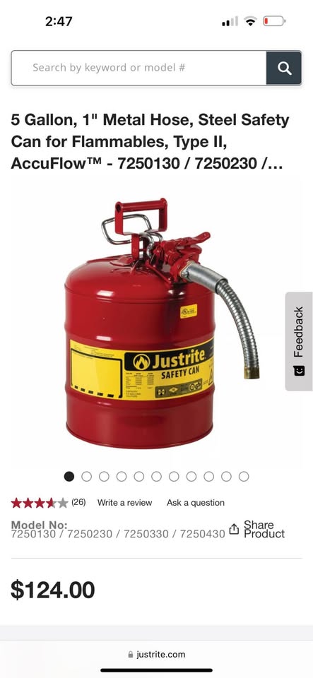 JustRite Fuel/Gas Safety Can 19L