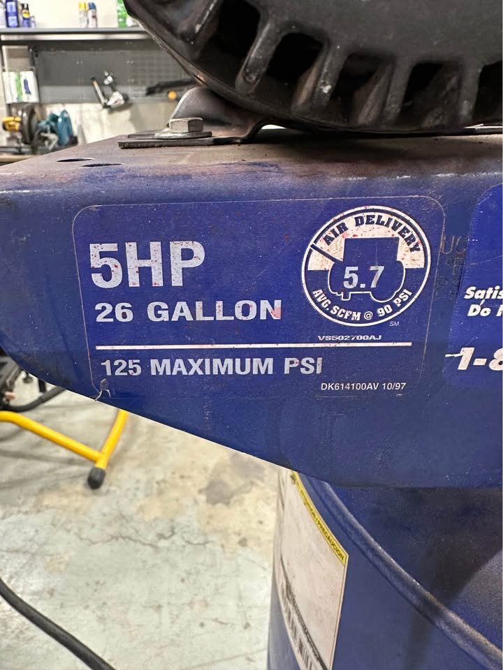 Campbell Hausfeld 5 HP Air Compressor with 26 Gallon Tank and 25 Ft Hose