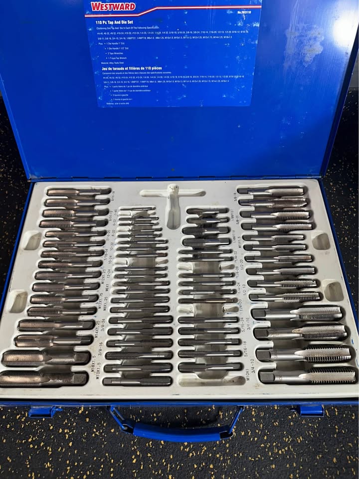 Westward 110 Piece Alloy Steel Tap and Die Set