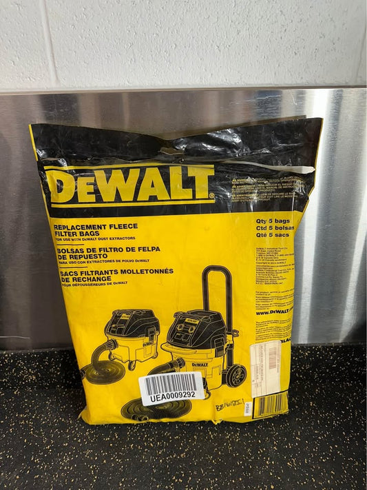 Pack of 3 DeWalt DWV9402 Reusable Fleece Filter Bags for Vacuum Dust Extractor