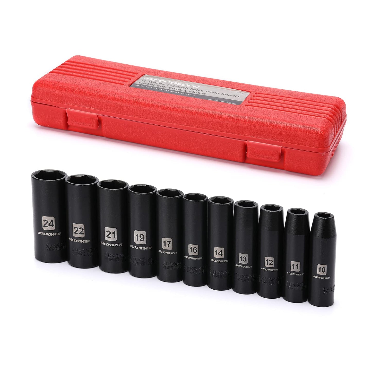 Deep 1/2” CR-V Socket Set 10-24 mm