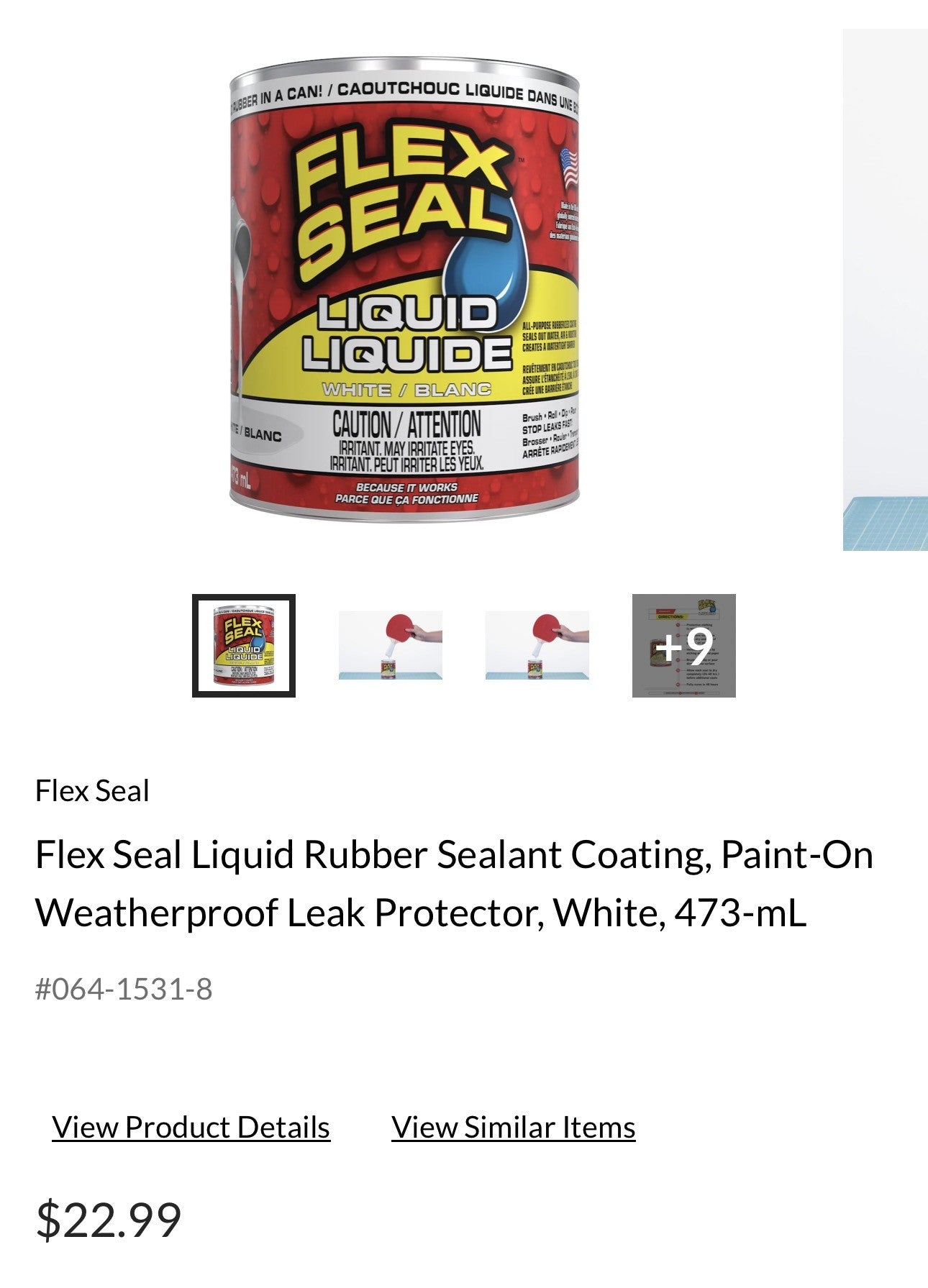 Flex Seal Liquid Rubber Sealant Coating – White – 16 oz (473 mL)