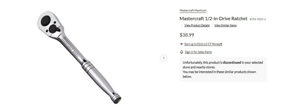 Mastercraft 1/2-inch Drive Pear-Head Ratchet