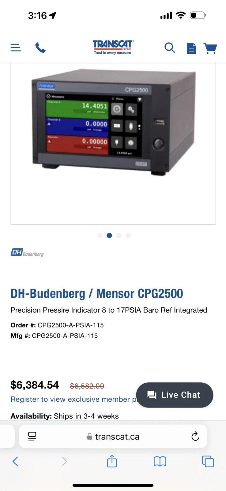 Mensor CPG2500 Precision Pressure Indicator