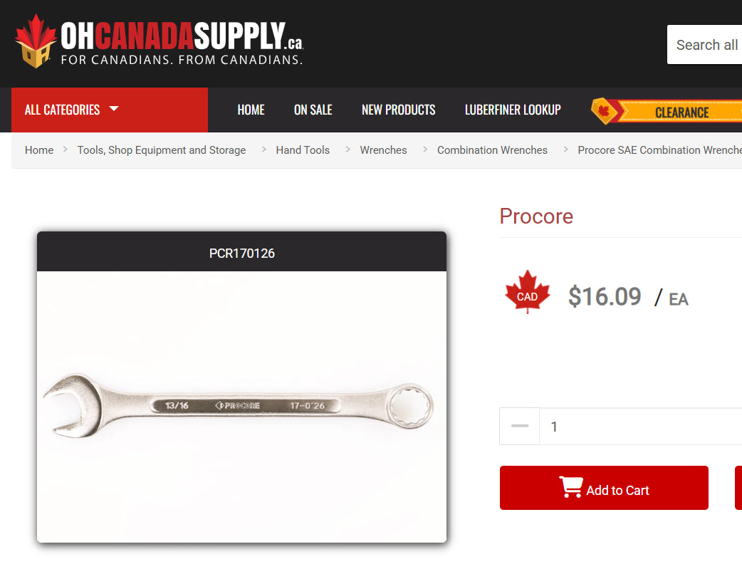 Procore 13/16” Combination Wrench (Model 17-0126, Chrome Vanadium Steel)