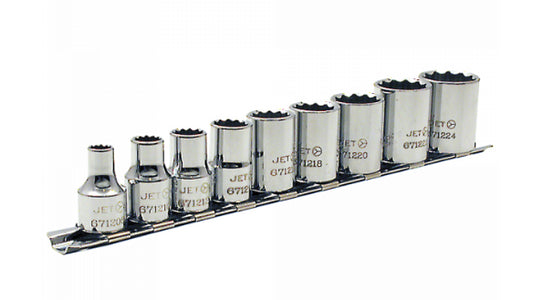 JET SAE Socket Set - 3/8" Drive 12 Point Sockets with Socket Rail (9-piece set) – ONLY SLIGHTLY USED