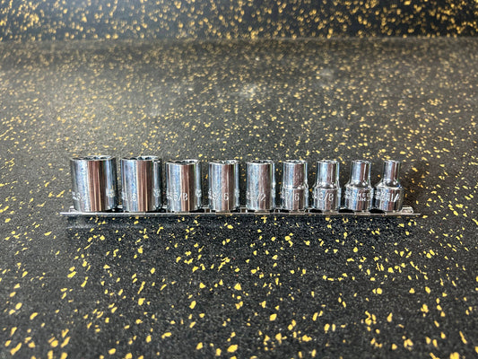 JET SAE Socket Set - 3/8" Drive 12 Point Sockets with Socket Rail (9-piece set) – ONLY SLIGHTLY USED