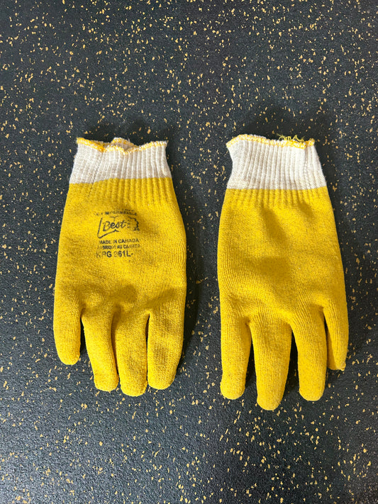 Large Yellow Coated Gloves with White Knitted Cuff (Size Large)