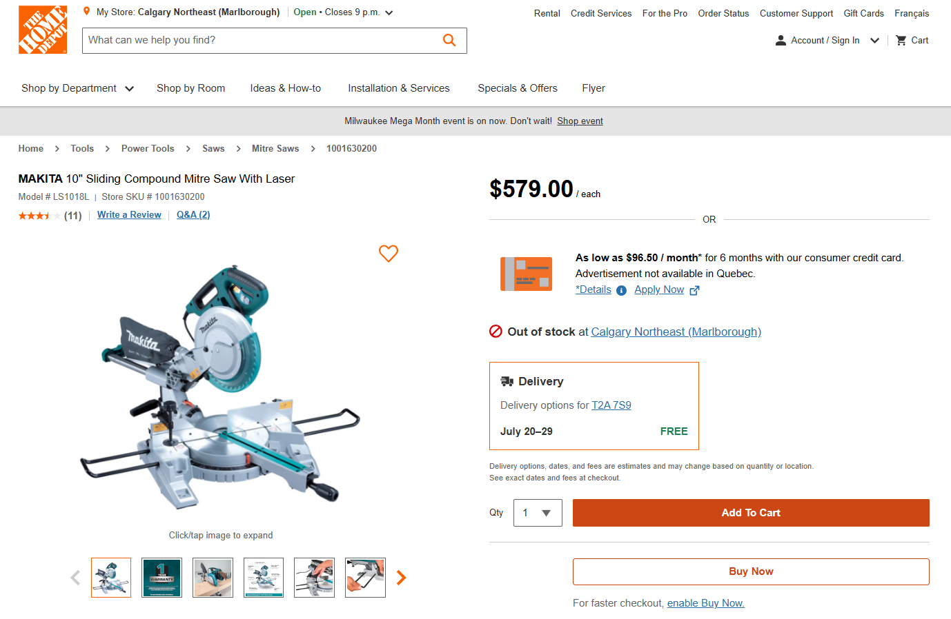Makita LS1013 10” Dual Sliding Compound Miter Saw (120V Corded 13-Amp) w/ RIDGID Mobile Miter Saw Stand & 3 Blades