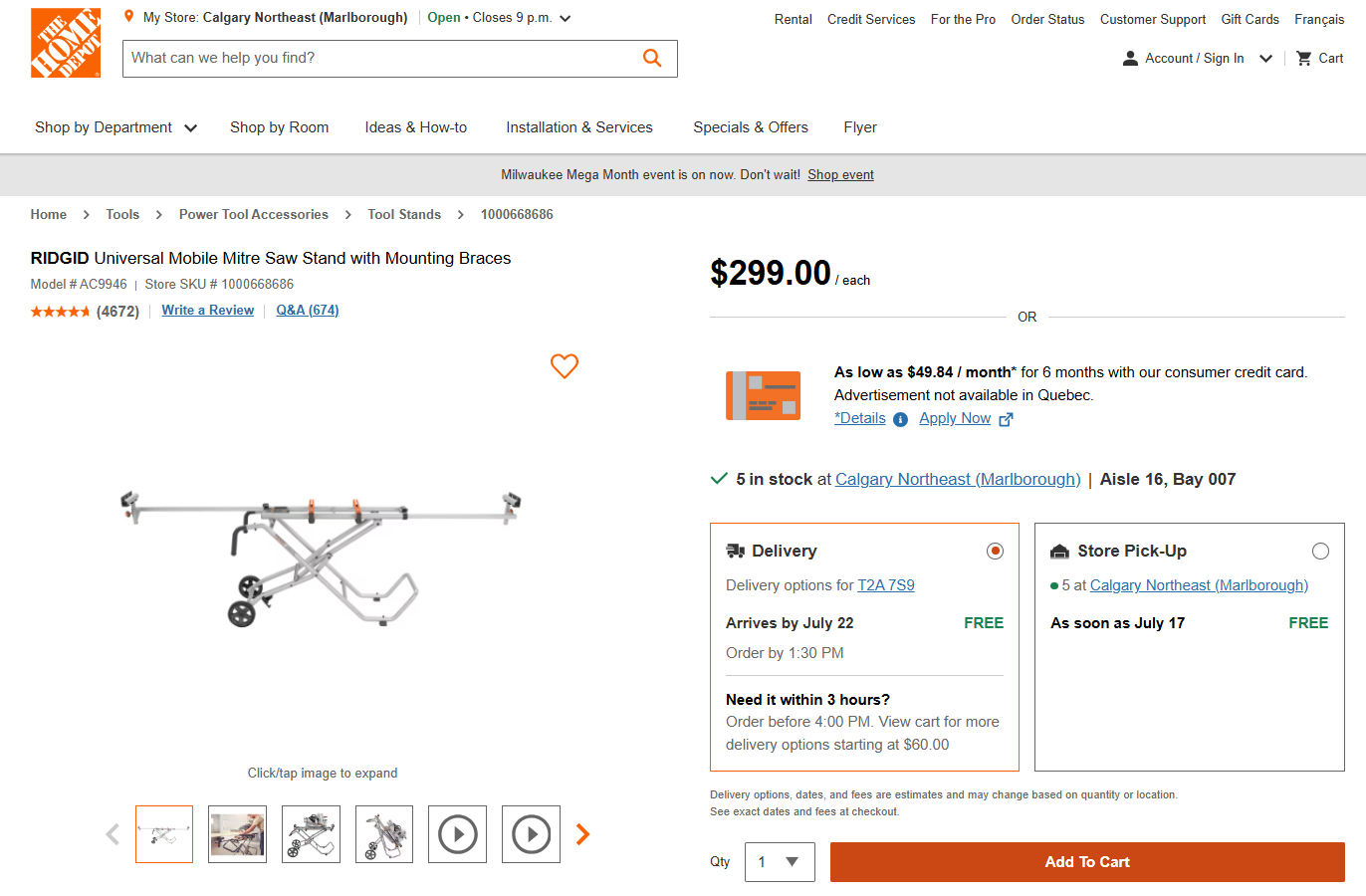 Makita LS1013 10” Dual Sliding Compound Miter Saw (120V Corded 13-Amp) w/ RIDGID Mobile Miter Saw Stand & 3 Blades