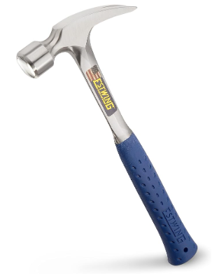 Estwing 22oz Smooth-Faced Framing Hammer (Long Handle, Straight Rip Claw, Shock Reduction Grip) – Model E3-22SR