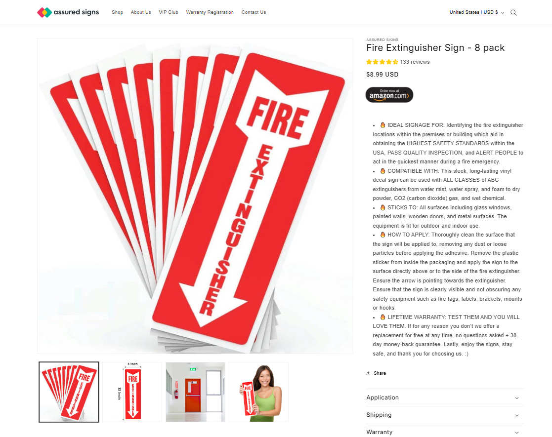 Fire Extinguisher Signs (Adhesive, 8-piece pack) - BRAND NEW