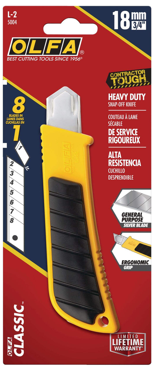 OLFA 3/4" (18mm) Heavy-Duty Rubber-Inset Snap-off Utility Knife – BRAND NEW