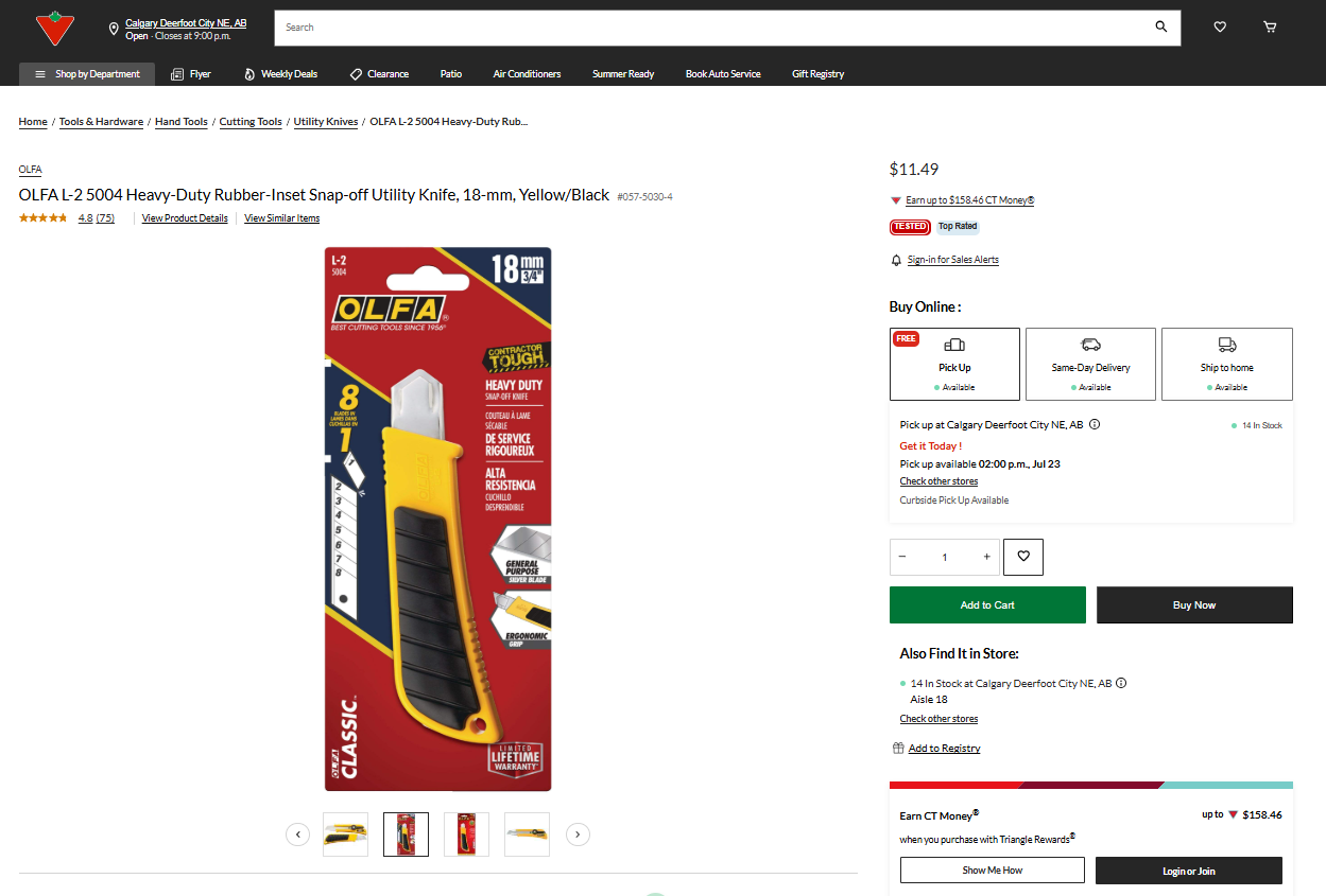 OLFA 3/4" (18mm) Heavy-Duty Rubber-Inset Snap-off Utility Knife – BRAND NEW