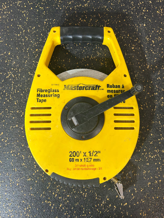 Mastercraft Fibreglass Measuring Tape (200 ft x 1/2", 3:1 Winding Ratio) – DURABLE 