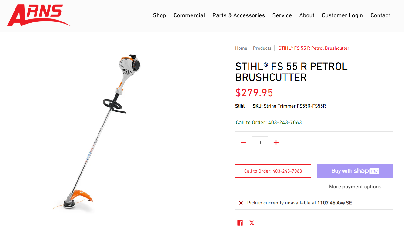 STIHL Gas-Powered Grass Trimmer (FS 55 R) – equipped with metal blade!