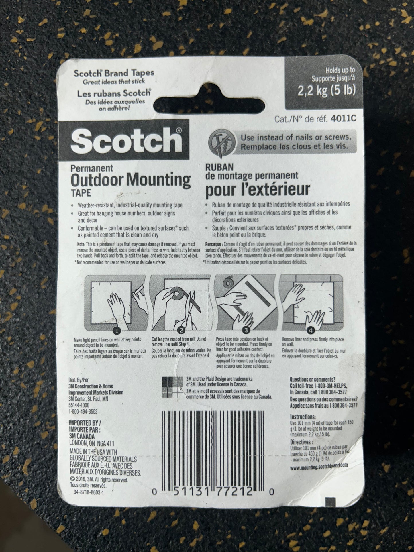 Scotch Permanent Outdoor Mounting Tape (4011C, 1” x 60”) – 2 AVAILABLE, BRAND NEW