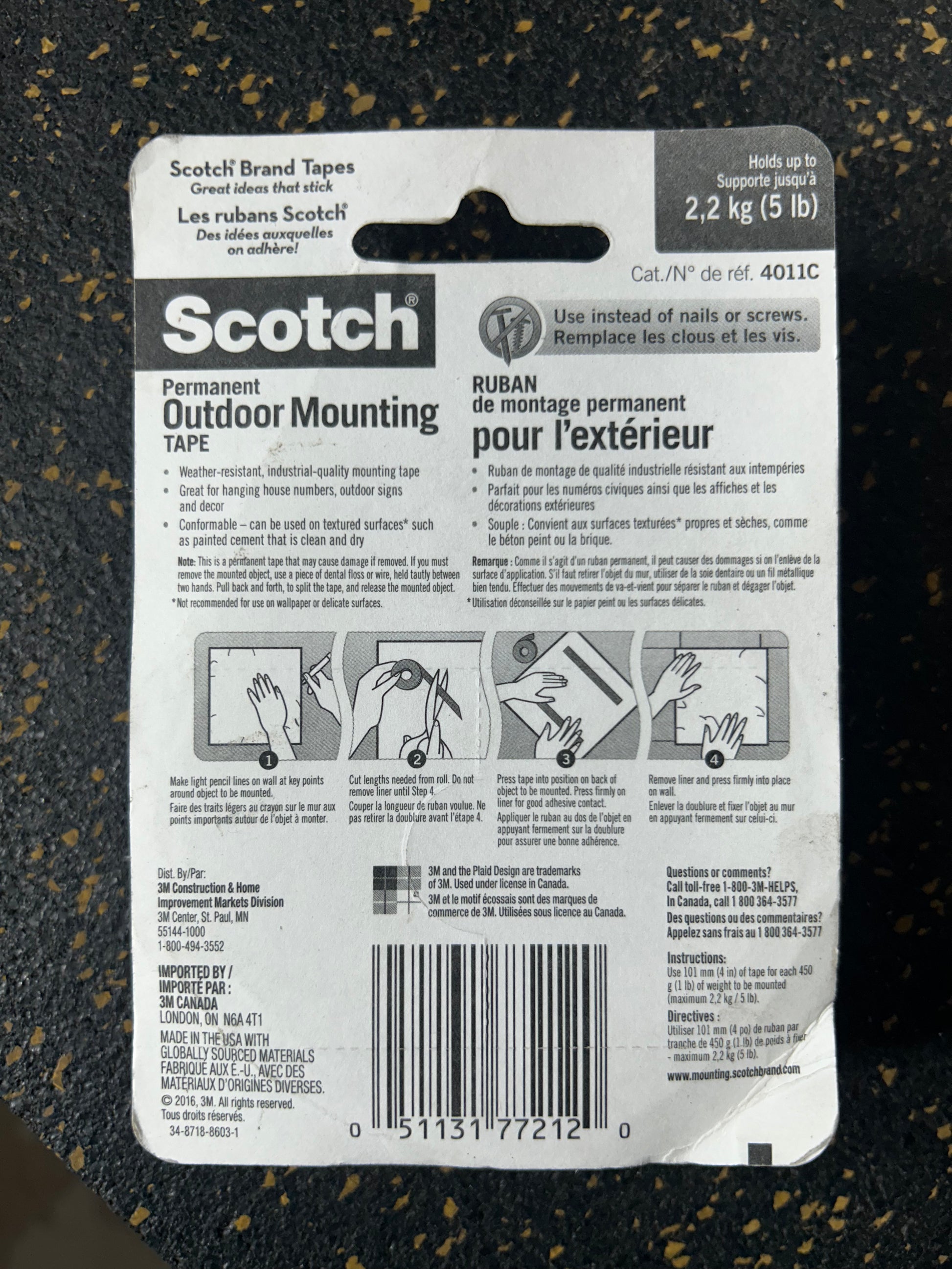 Scotch Permanent Outdoor Mounting Tape (4011C, 1” x 60”) – 2 AVAILABLE, BRAND NEW