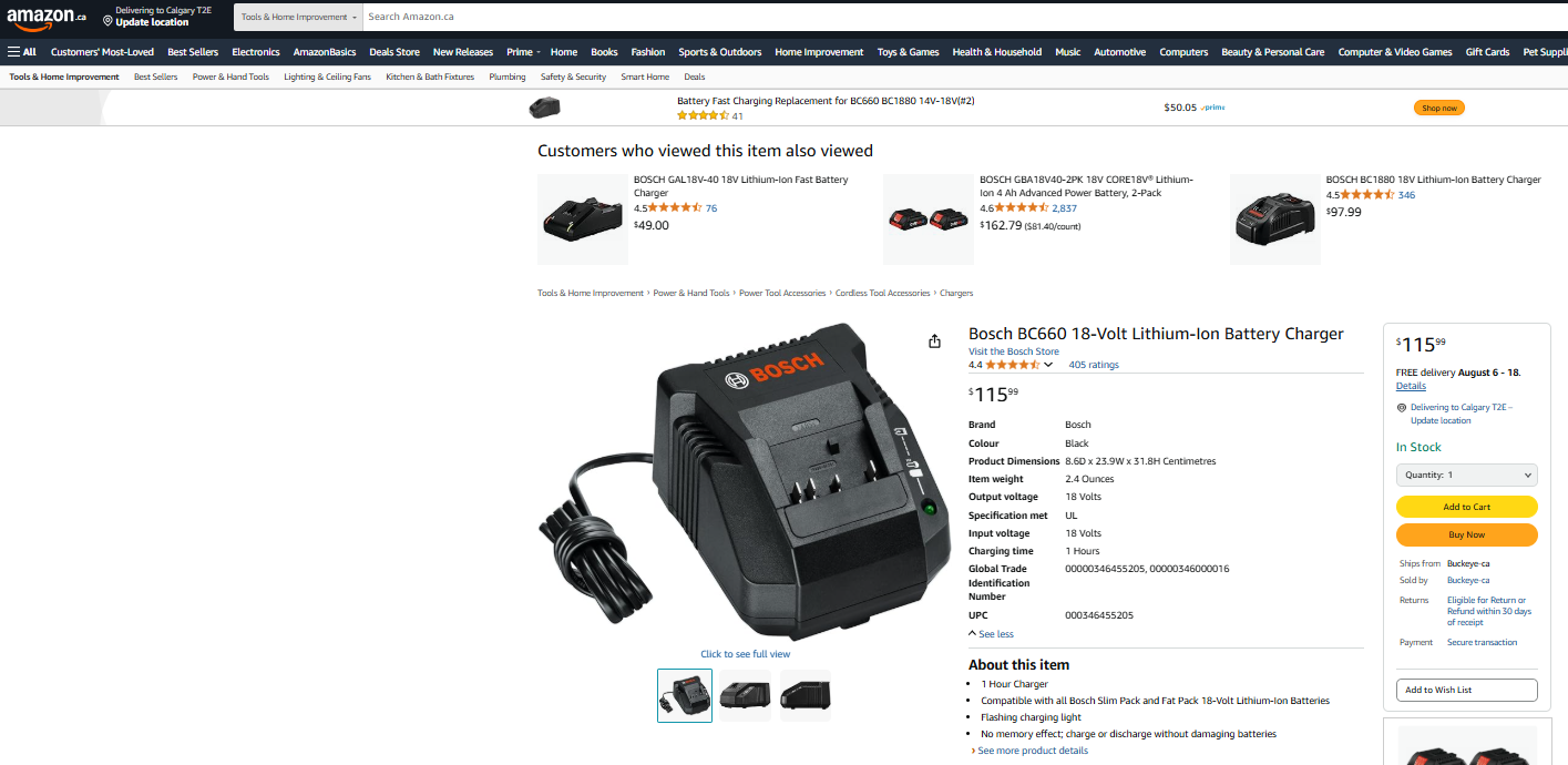 Bosch BC660 (18V Lithium-Ion 2-Amp Battery Charger)