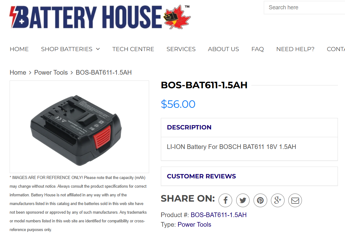 Bosch BAT611 (18V Lithium Ion 1.5Ah Battery) – POWERFUL & COMPACT 