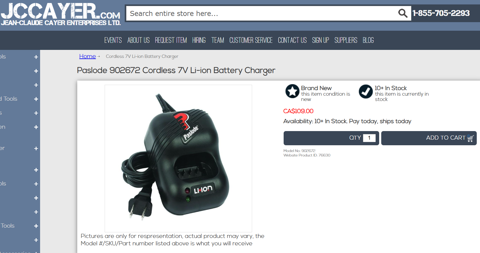 Paslode 902672 (7V Lithium-Ion 2-Amp Battery Charger)
