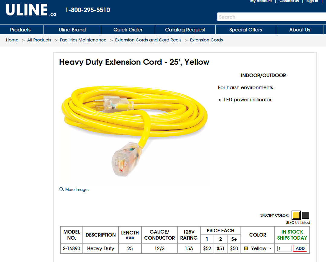 25-Foot Outdoor Extension Cord (3-Prong, 12 AWG)