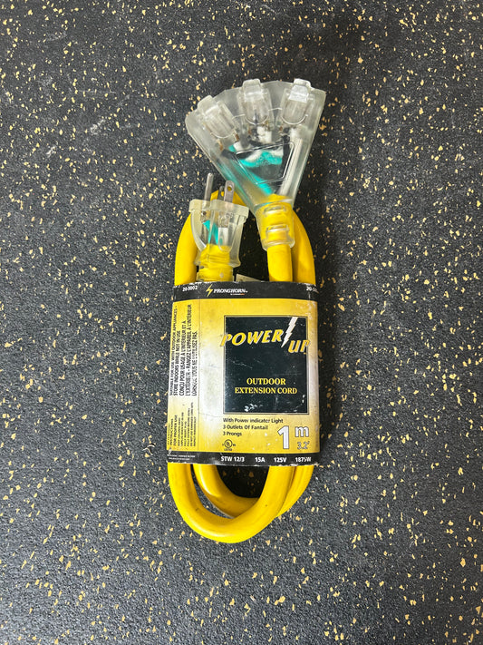 Pronghorn 3-Foot (1m) Triple Outlet Outdoor Extension Cord (3-Prong, 12 AWG) - BRAND NEW