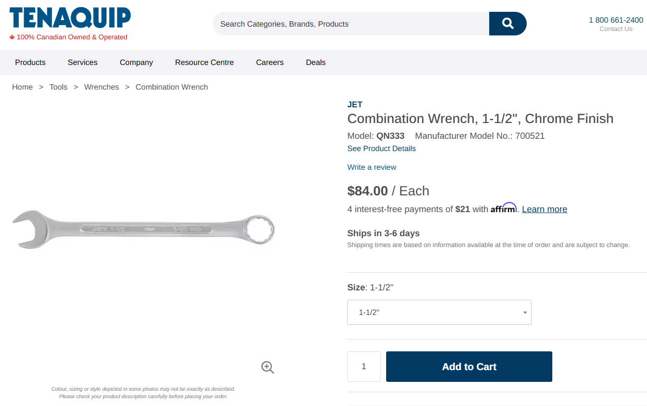 JET 1-1/2” Raised Panel Combination Wrench (Chrome Finish, Model 700521) – HIGH QUALITY