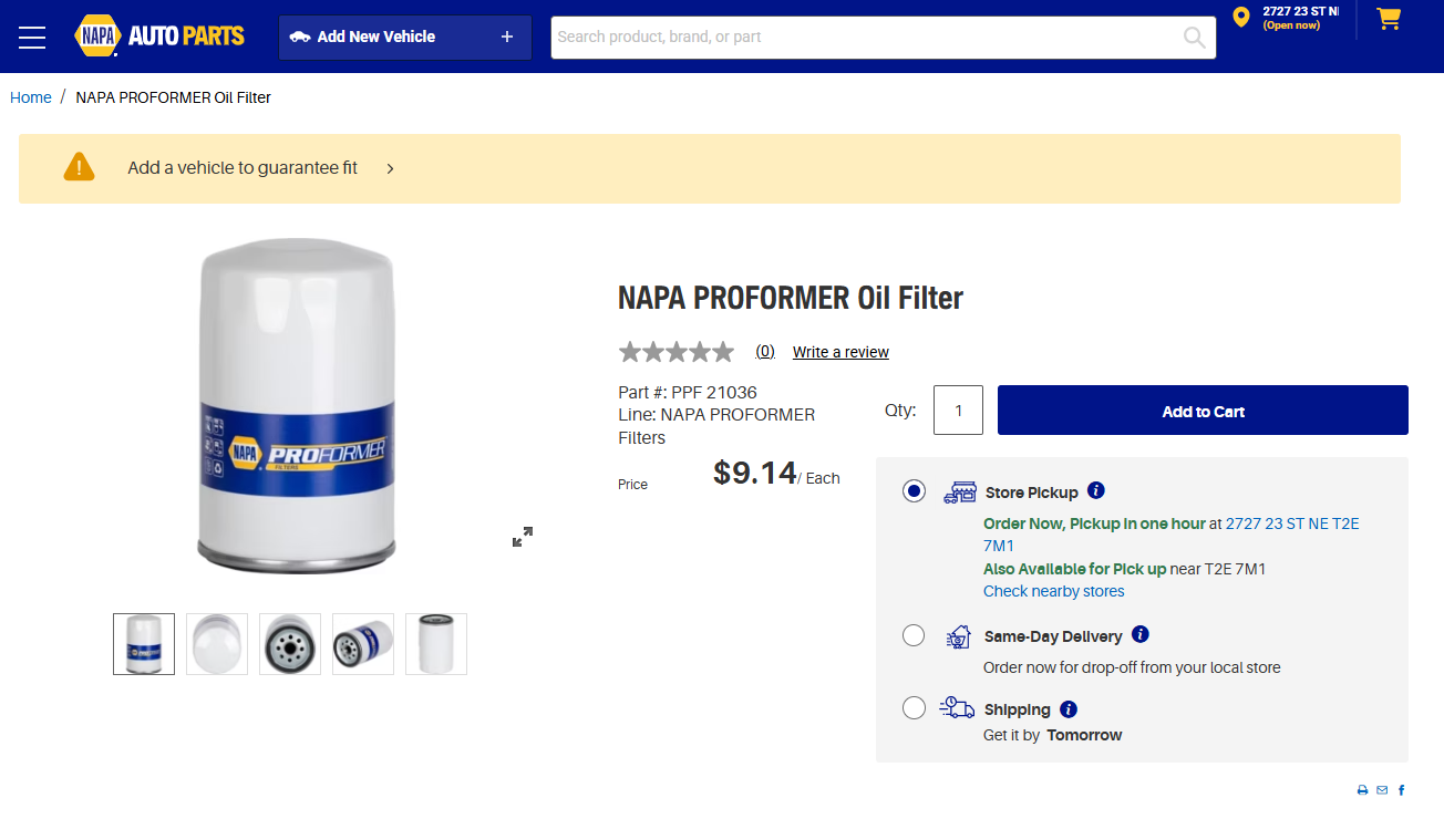 NAPA ProSelect Spin-On Oil Filter (21036)