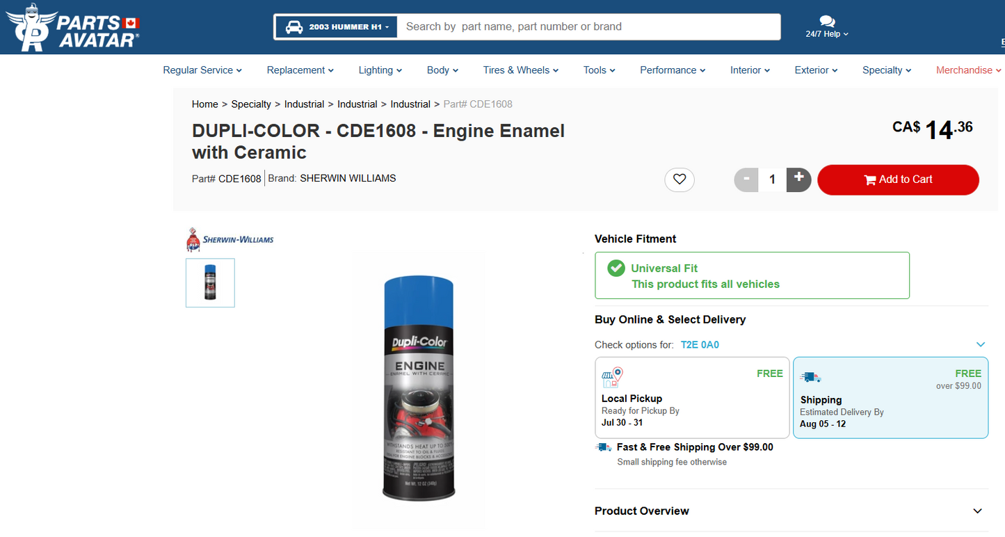 Sherwin Williams Dupli-Color Engine Enamel with Ceramic CDE1608 (General Motors Blue, 340g)