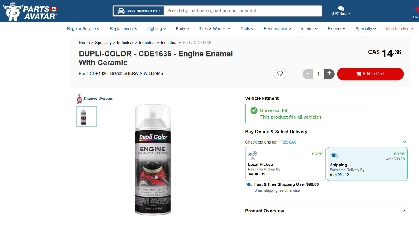 Sherwin Williams Dupli-Color Engine Enamel with Ceramic CDE1636 (Clear/Transparent, 340g)